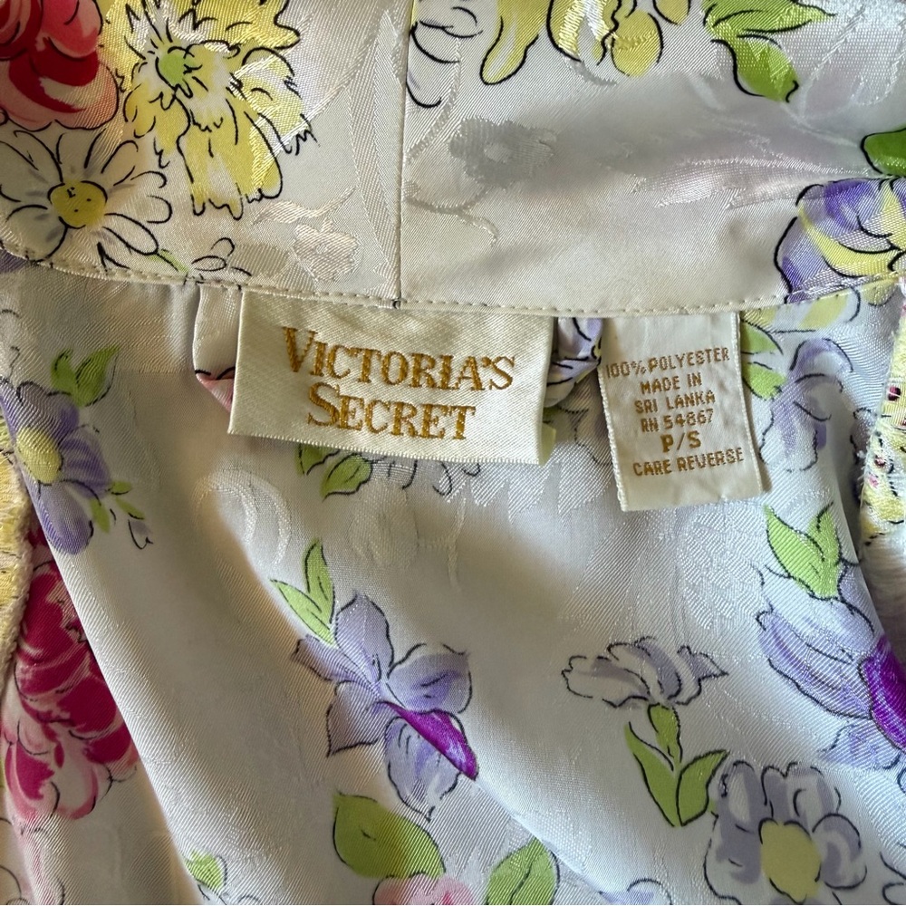 Vintage Robe Victoria's Secret Gold Label Satin Floral Jacquard S 80s Romantic - Picture 6 of 12
